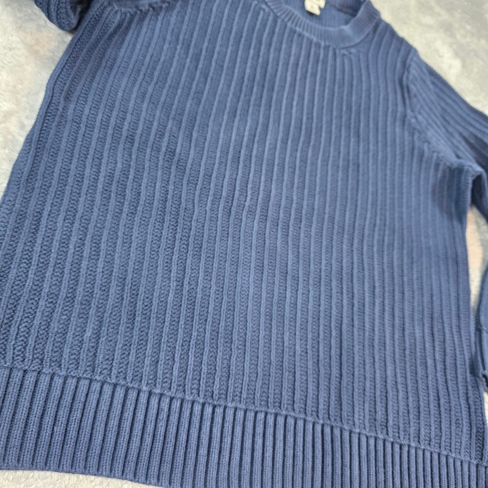L.L.Bean Blue‎ Sweater Ribbed Cotton Crew Neck Long Sleeve Navy Women Medium - Picture 2 of 10